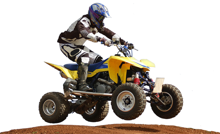 Rider On Yellow ATV Driving Over Dirt Trail ATV Riding PNG Illustration