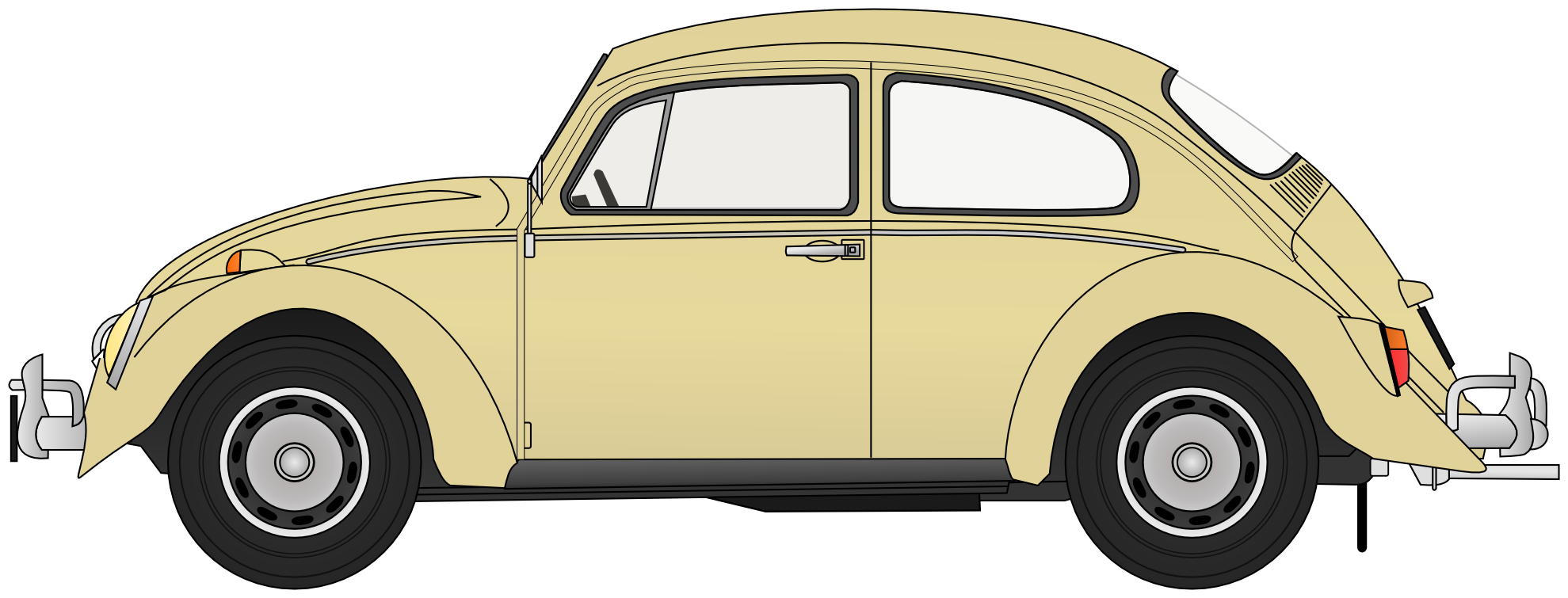 Beige Vintage Volkswagen Beetle Vector Side Illustration PNG Classic Car Artwork