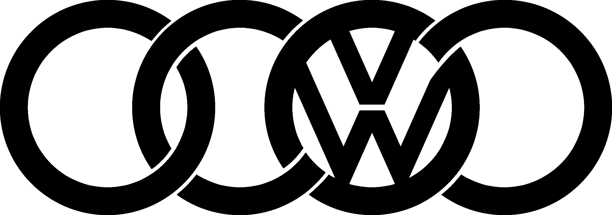 Black Volkswagen Logo Intertwined With Circular Rings Transparent PNG Automotive Emblem