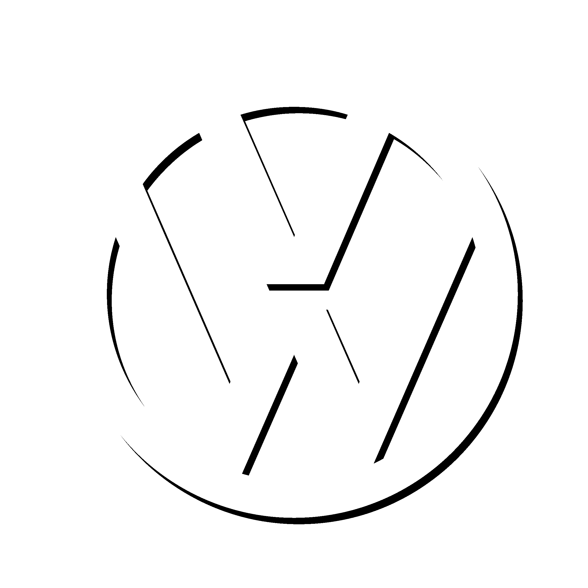 Minimal Gray Volkswagen Logo Line Art VW Emblem PNG Graphic