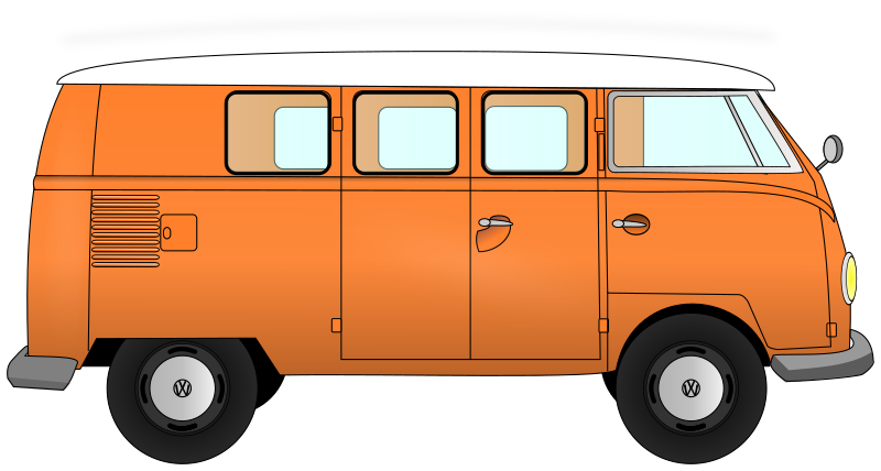 Orange Vintage Volkswagen Camper Van Side View PNG Retro Camper Graphic