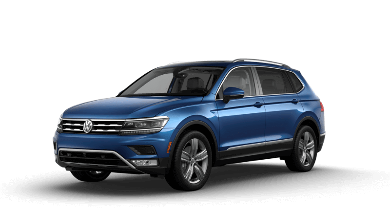 Blue Volkswagen Tiguan SUV Side View Transparent Background PNG Image