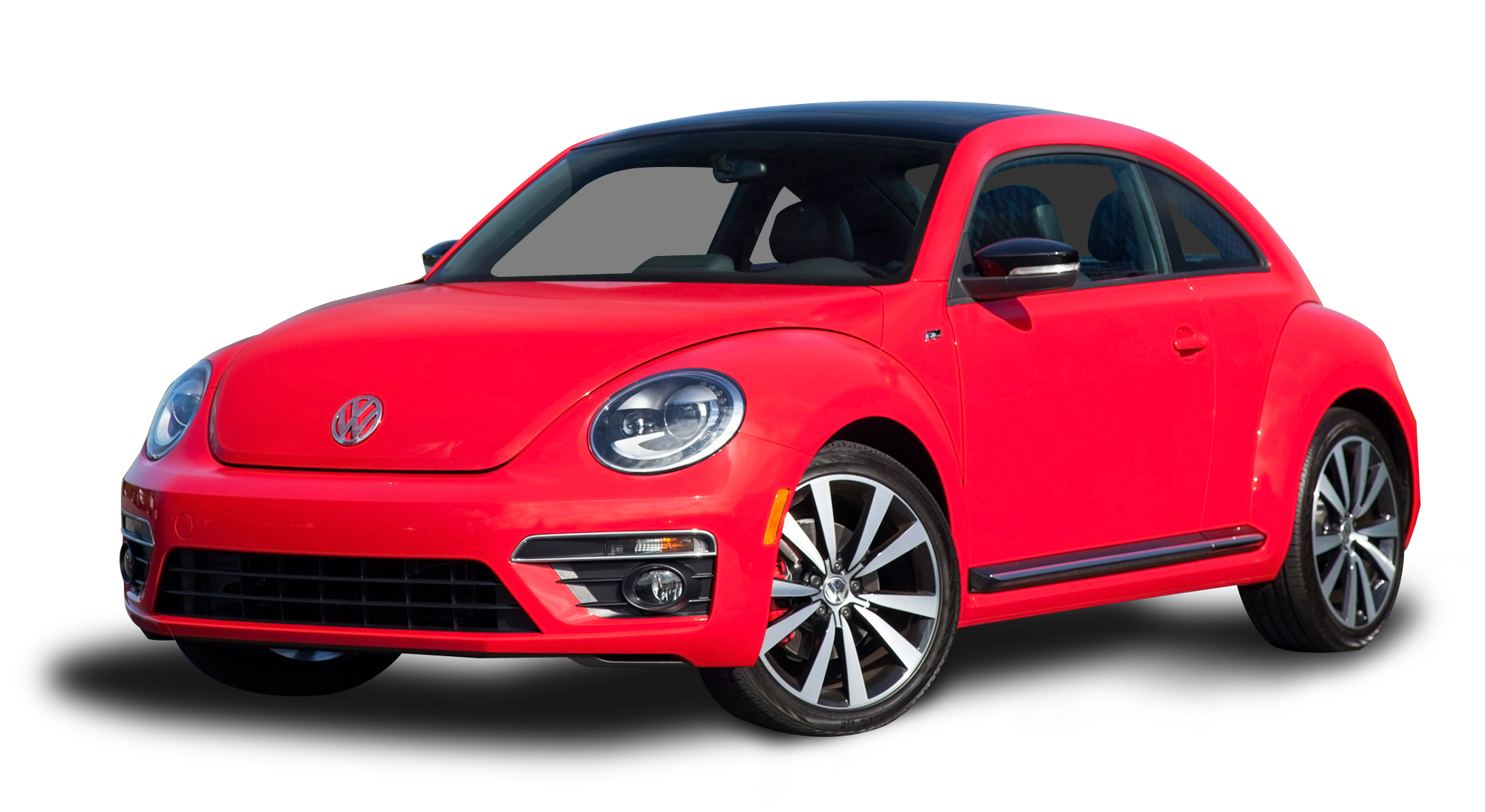 Bright Red Volkswagen Beetle Compact Car Transparent Background PNG Image