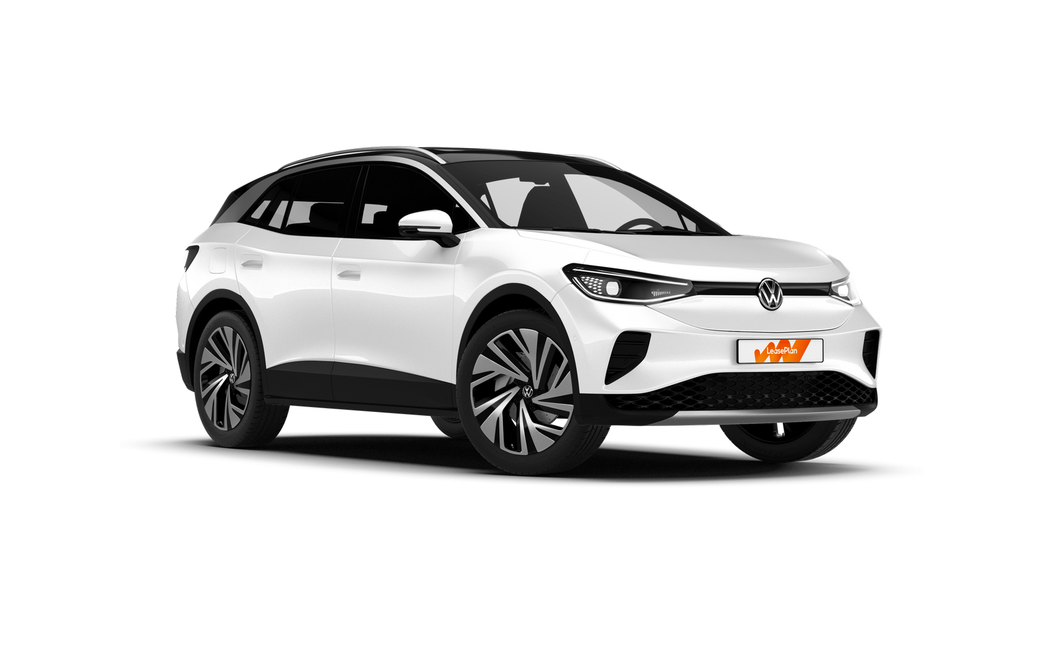 White Volkswagen Electric Crossover SUV Side View Electric SUV PNG Image