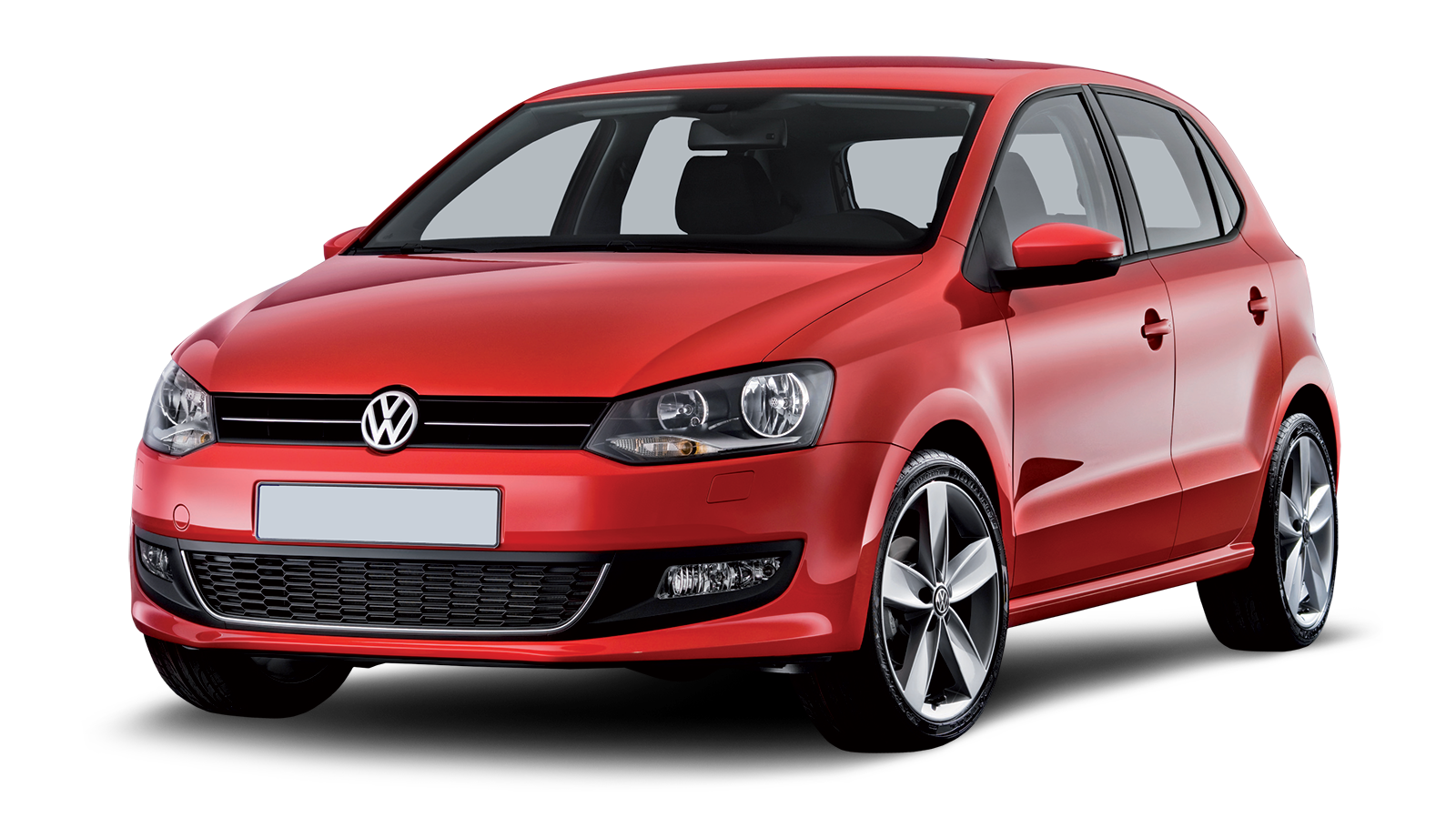 Red Volkswagen Polo Hatchback Side View Compact VW PNG Image