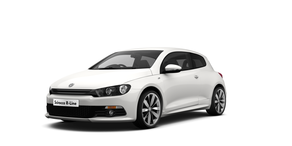 White Volkswagen Scirocco Sport Coupe Side View PNG Sports Car Image