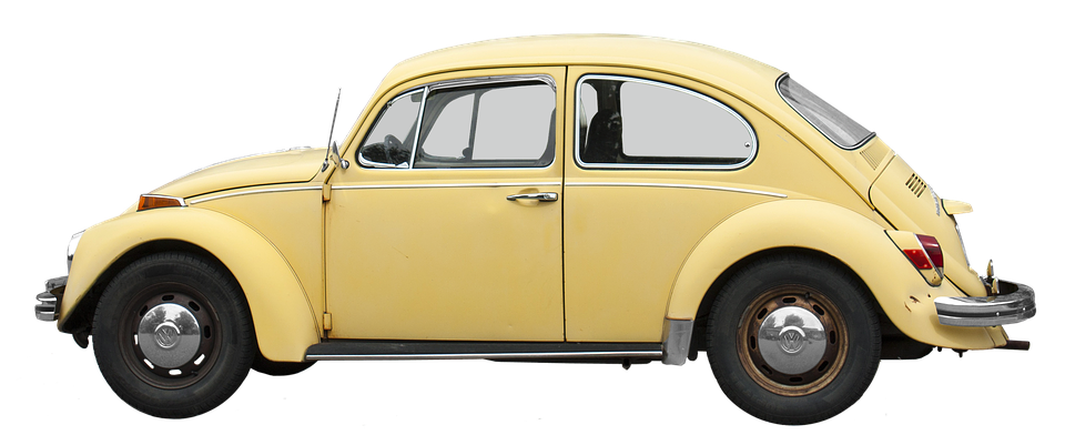 Yellow Vintage Volkswagen Beetle Side View Classic VW PNG Artwork