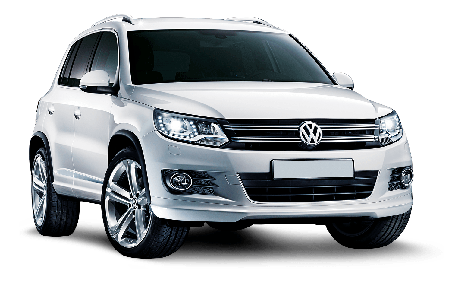 Silver Volkswagen Tiguan SUV Front Three Quarter View SUV PNG Product Image