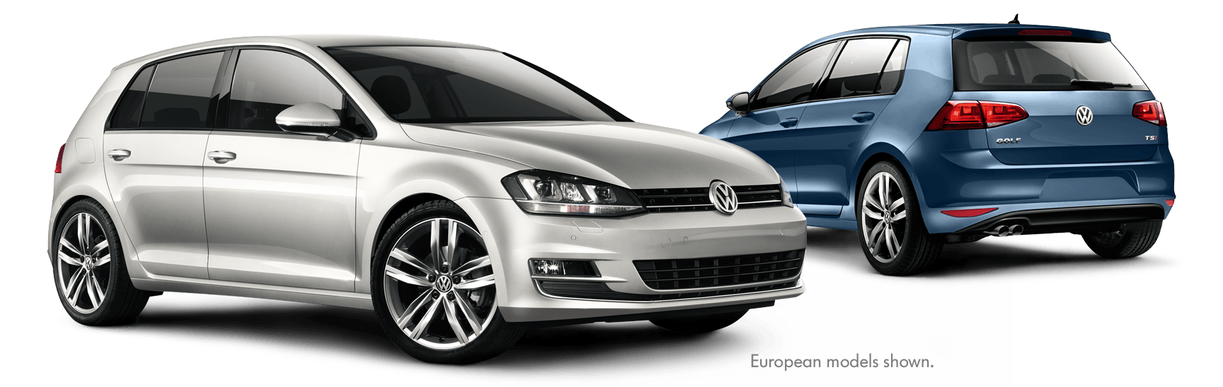 Silver Volkswagen Wagon And Blue Estate Car Pair PNG Vehicle Comparison Graphic