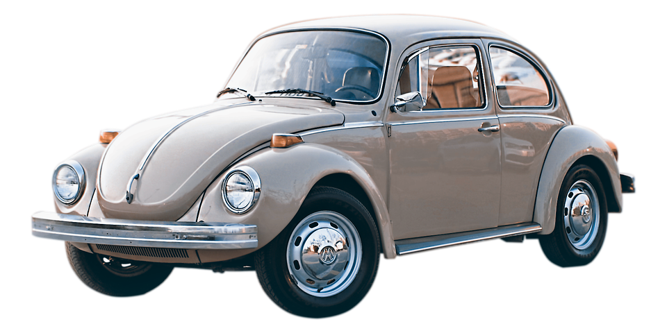 Vintage Beige Volkswagen Beetle With Chrome Bumpers Classic VW Beetle PNG Artwork