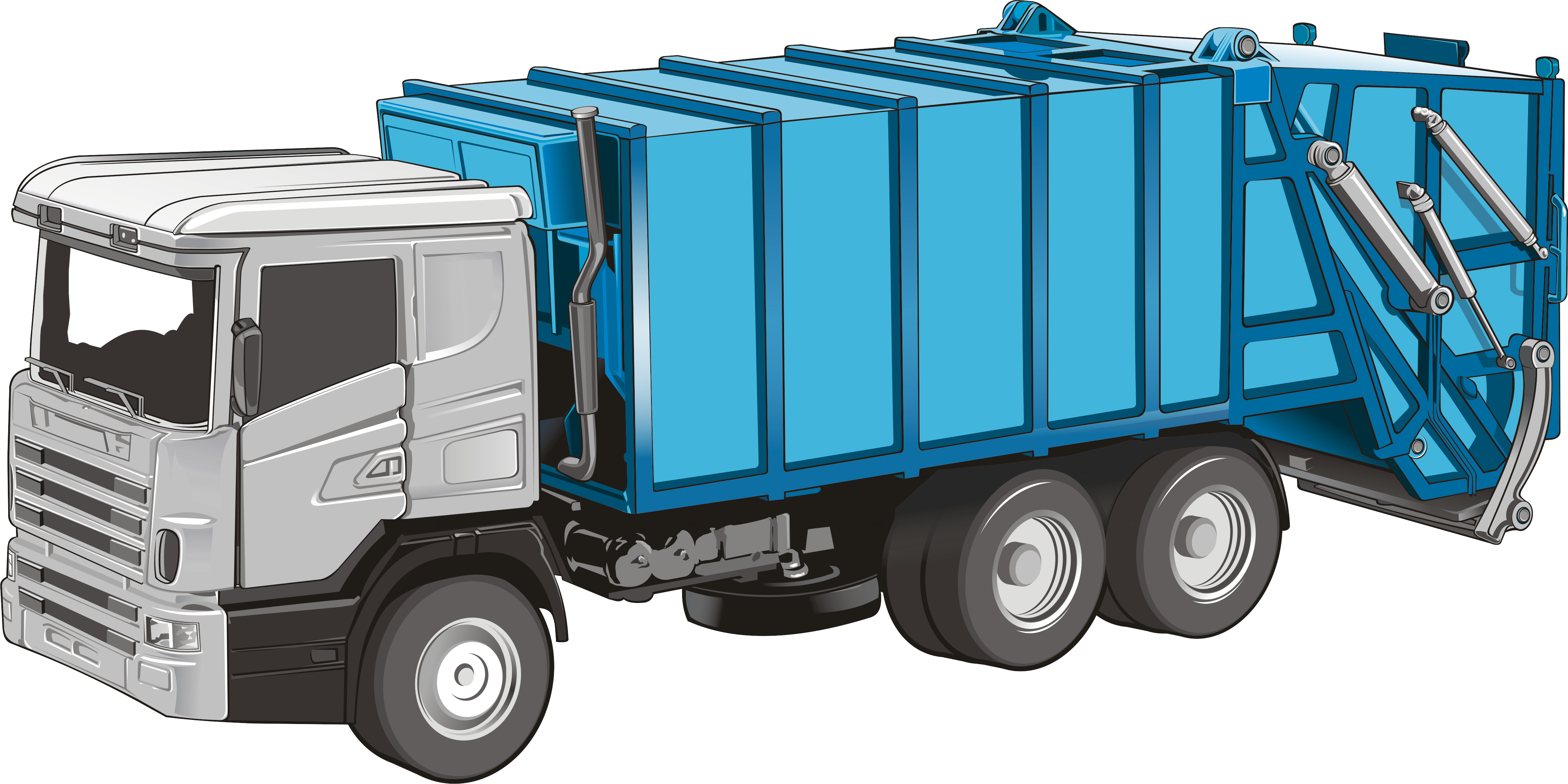 Blue Recycling Collection Truck With Large Cargo Body PNG Garbage Truck Illustration