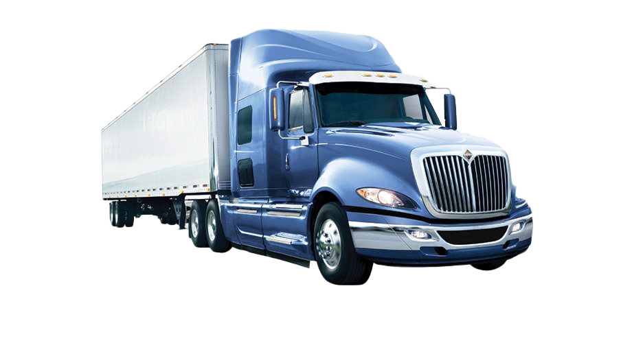 Blue Semi Truck With White Cargo Trailer Long Haul Truck PNG Artwork