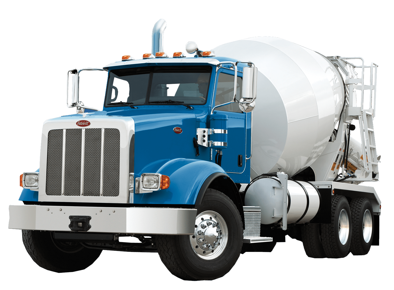 Blue Cement Mixer Truck With Rotating Drum Construction Truck PNG Graphic