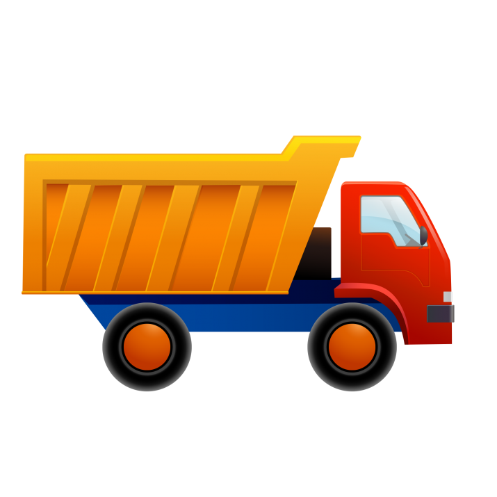 Cartoon Orange Dump Truck With Yellow Cargo Bed Kids Truck PNG Clipart