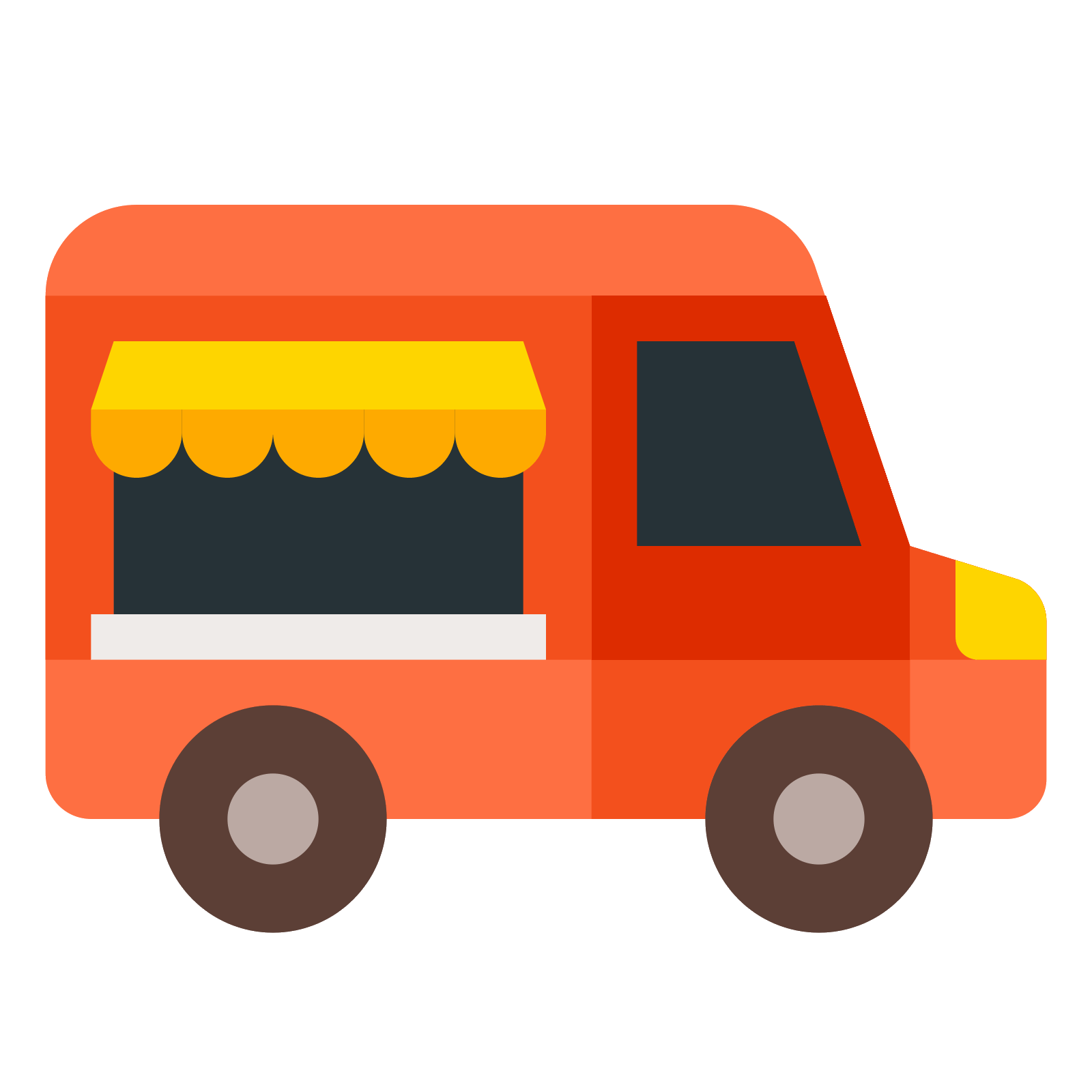 Cartoon Orange Food Truck With Serving Window Food Truck PNG Illustration