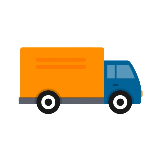 Cartoon Orange Mini Delivery Truck With Blue Cab PNG Truck Cartoon