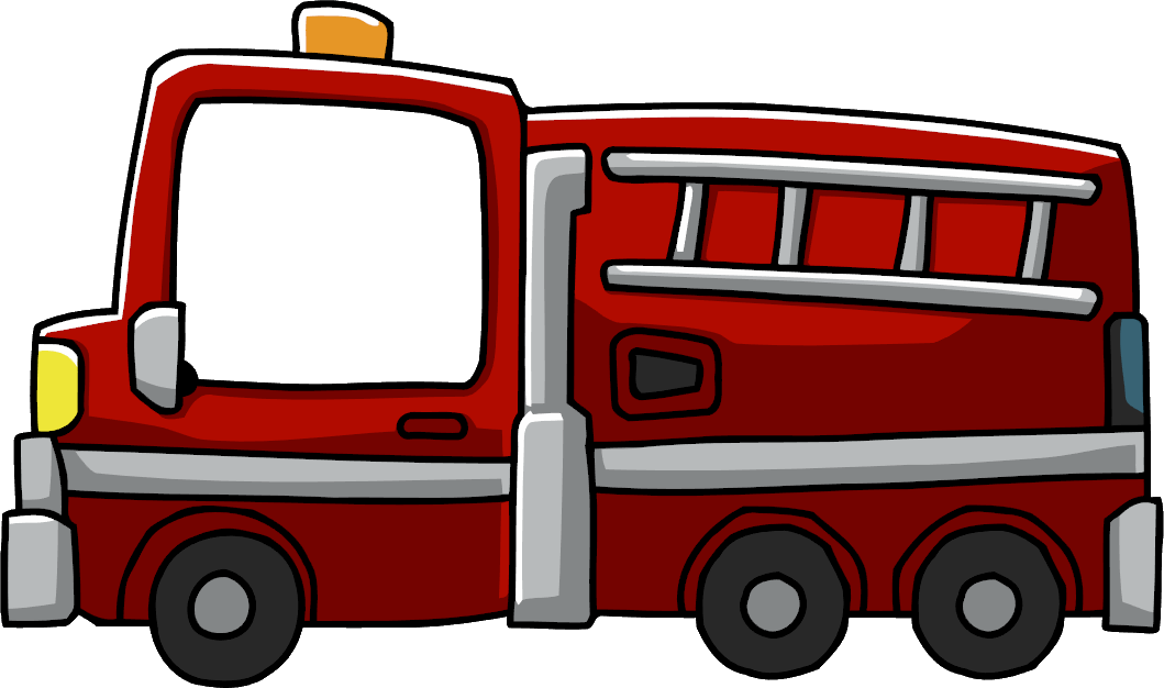 Cartoon Red Fire Engine With Ladder And Side Windows Kids Emergency Vehicle PNG