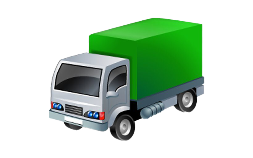 Cartoon White Delivery Truck With Green Cargo Box PNG Delivery Truck Illustration