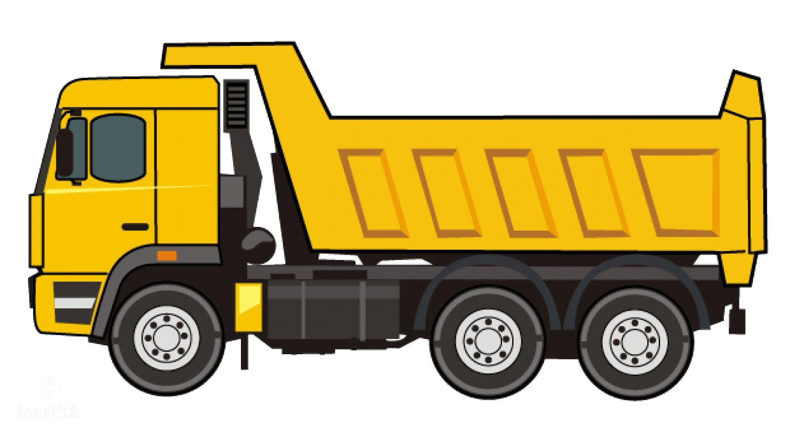 Cartoon Yellow Multi Axle Dump Truck PNG Construction Vehicle Artwork
