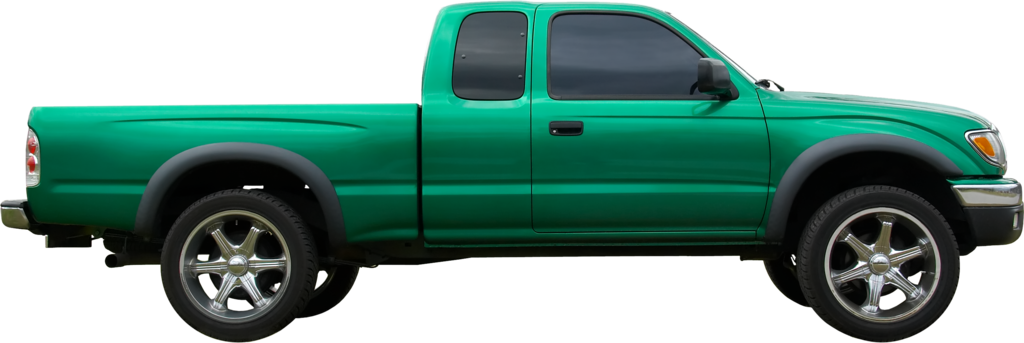 Green Pickup Truck Side View With Four Doors PNG Utility Pickup Graphic