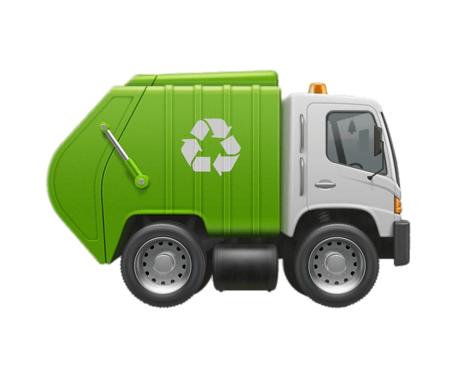 Green Recycling Garbage Truck With Leaf Symbol Eco Truck PNG Graphic
