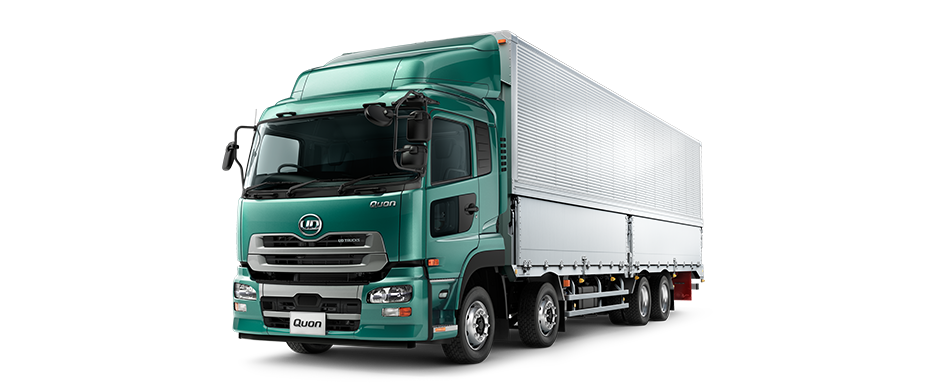 Green Semi Truck Cab With White Cargo Trailer Long Distance Truck PNG Image