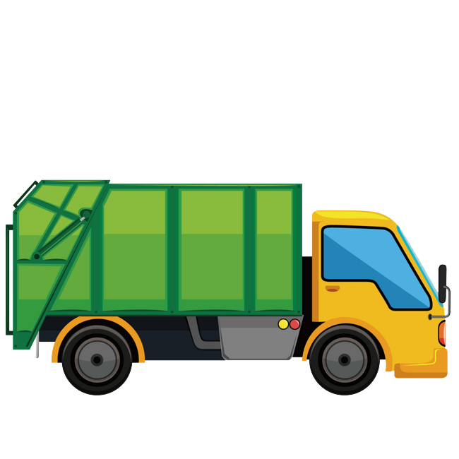 Green Yellow Recycling Garbage Collection Truck PNG Recycling Vehicle Illustration