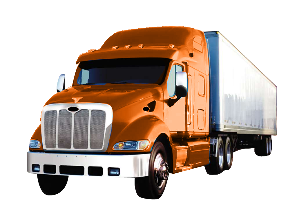 Orange Semi Truck With White Freight Trailer Heavy Truck PNG Image