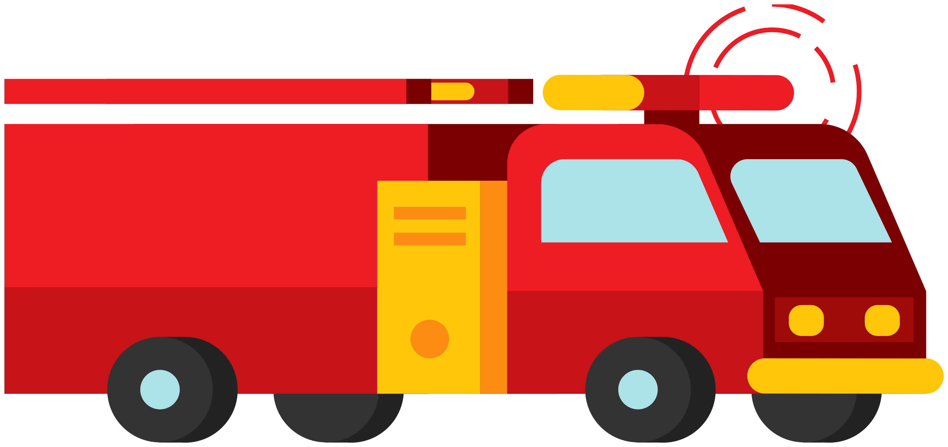 Red Cartoon Fire Engine With Ladder And Siren Emergency Vehicle PNG Illustration