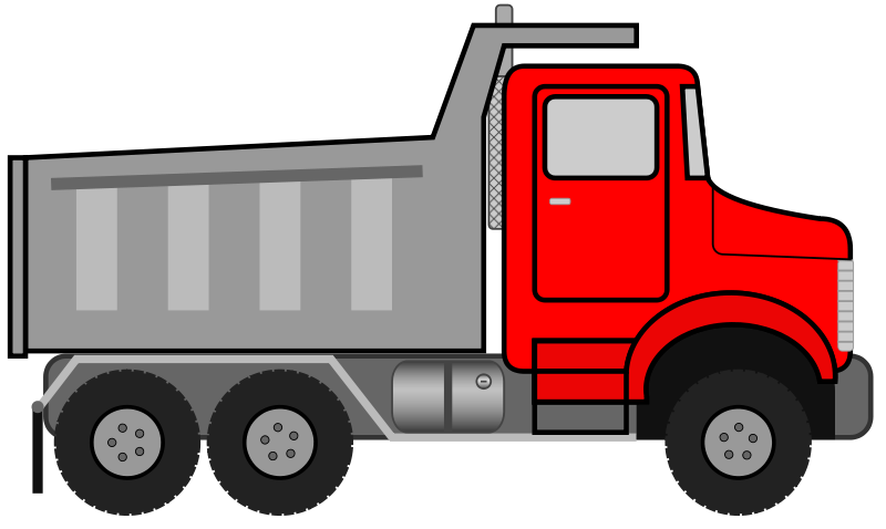 Red Dump Truck With Gray Cargo Bed Side View Construction PNG Truck Graphic