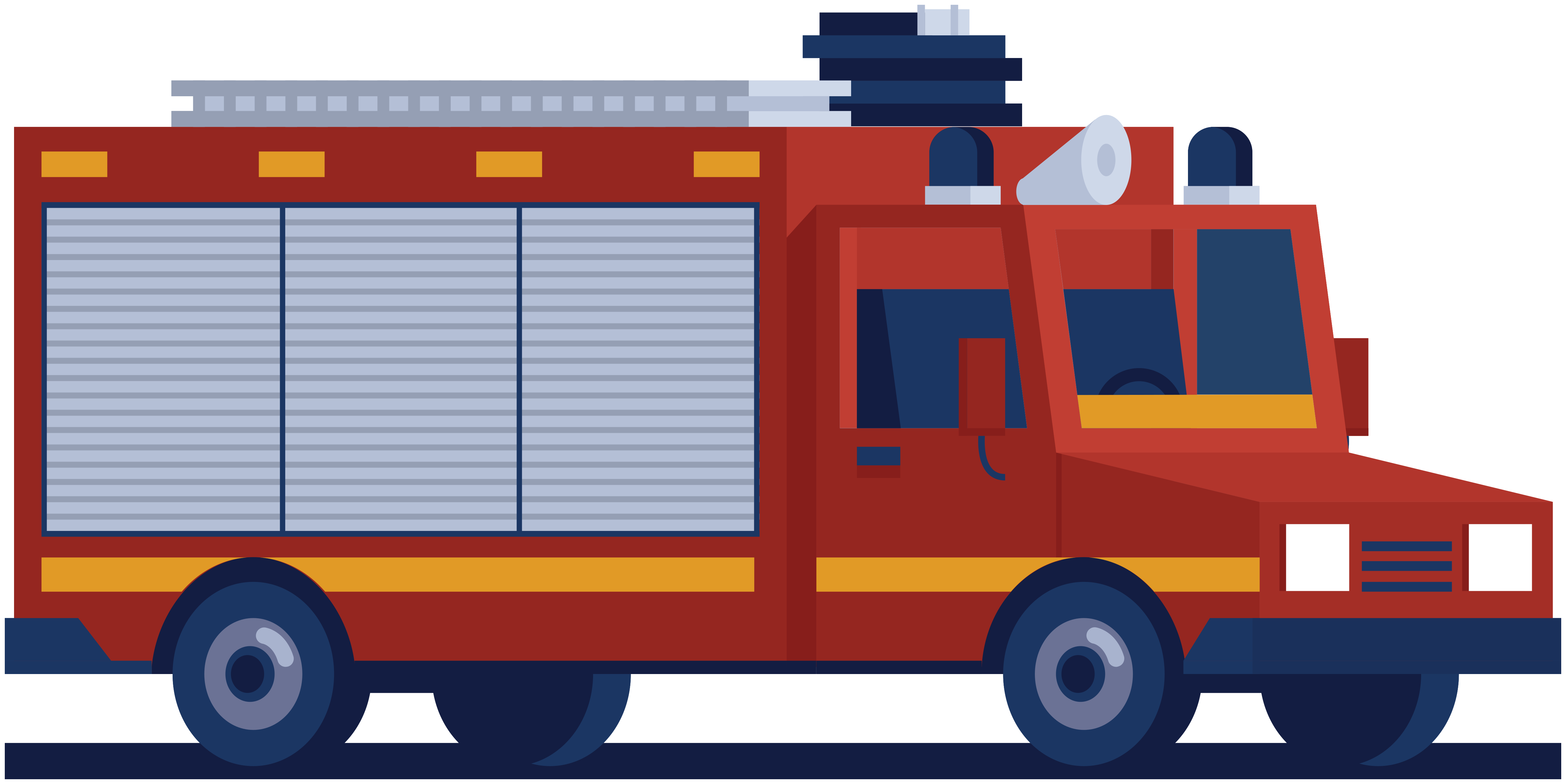 Red Fire Engine Side View With Ladder And Lights PNG Fire Truck Artwork