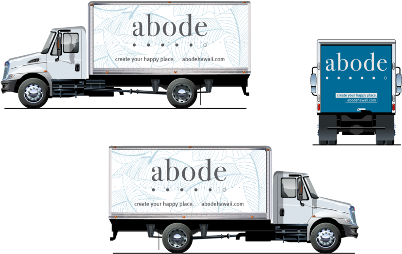 Three Branded Moving Trucks And Moving Service Van PNG Moving Company Vehicle Graphic