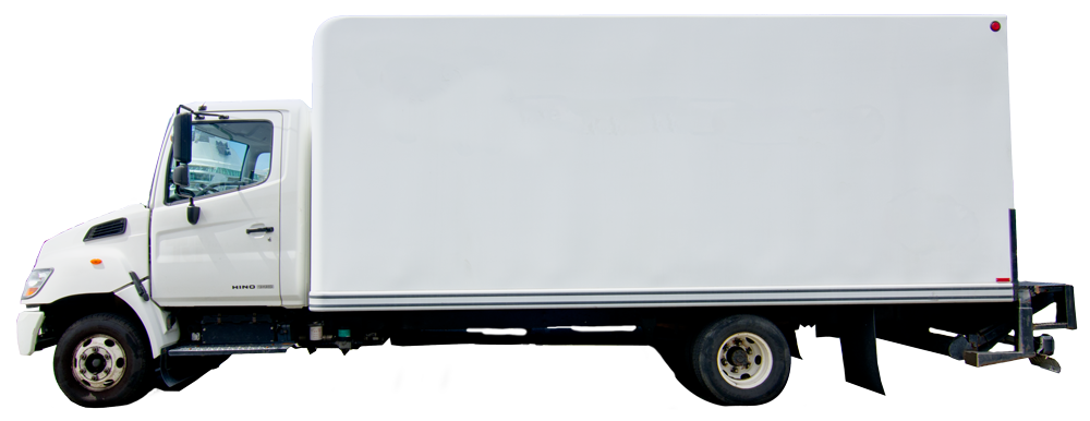 White Box Truck With Long Cargo Container Delivery Truck PNG Graphic