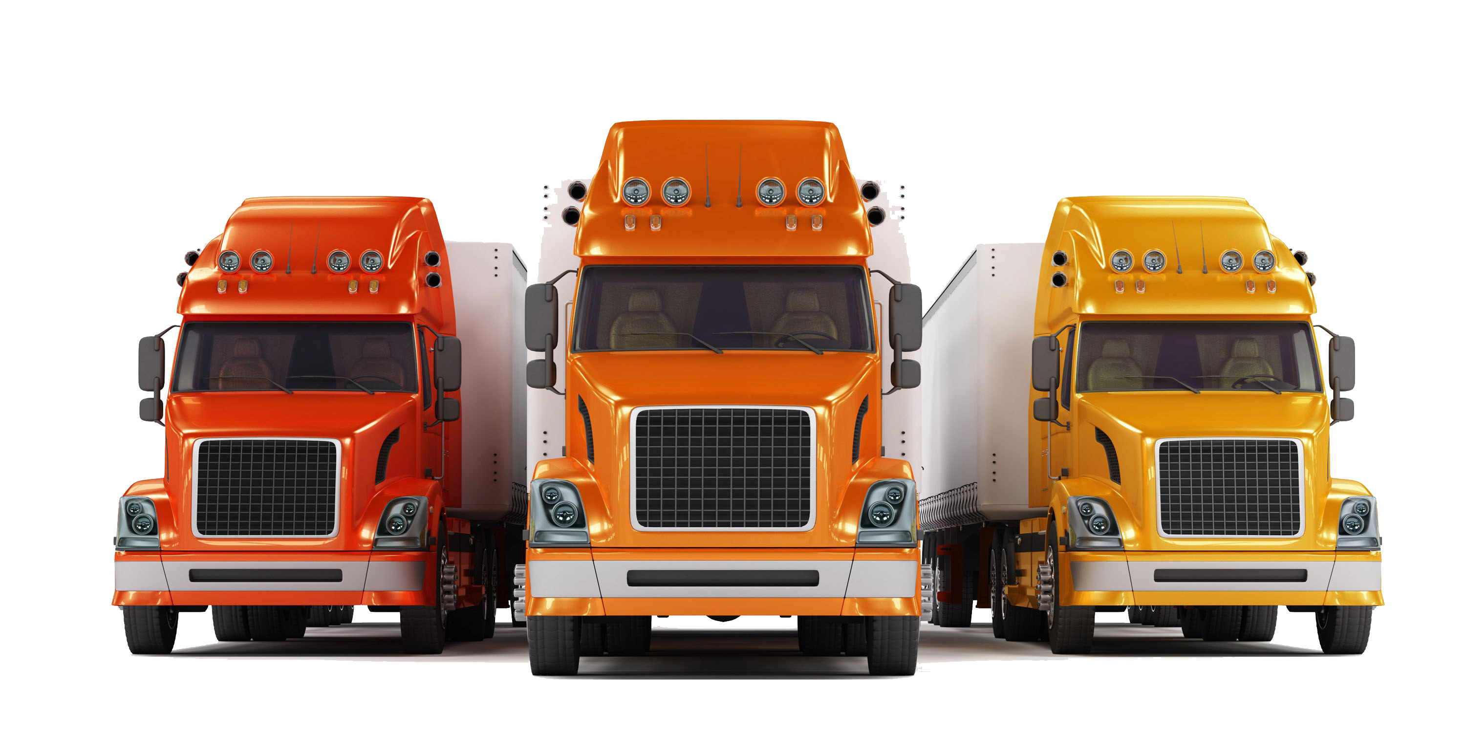 Red Yellow And Orange Semi Trucks Front View Set PNG Truck Collection Graphic