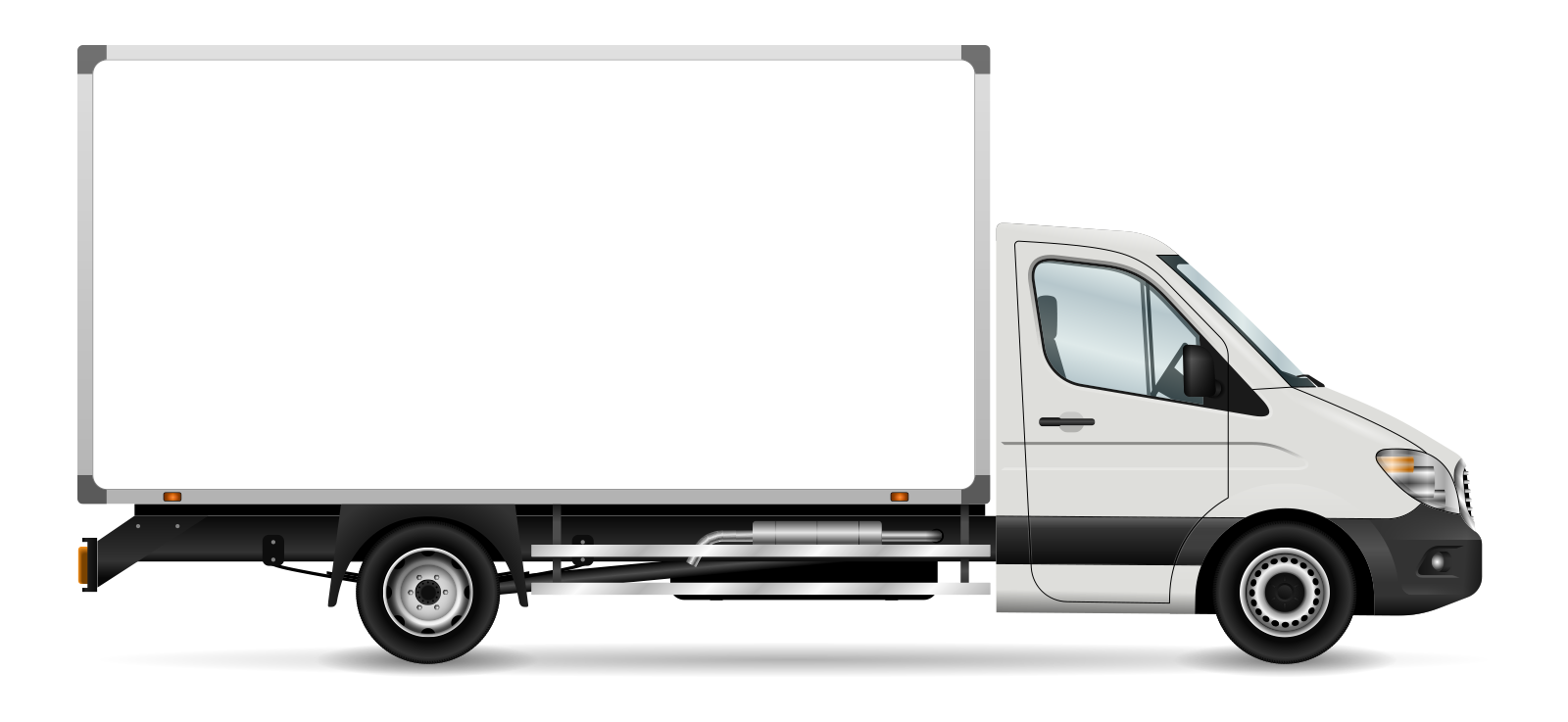 White Light Duty Box Truck With Cab Over Design PNG Delivery Truck Clipart