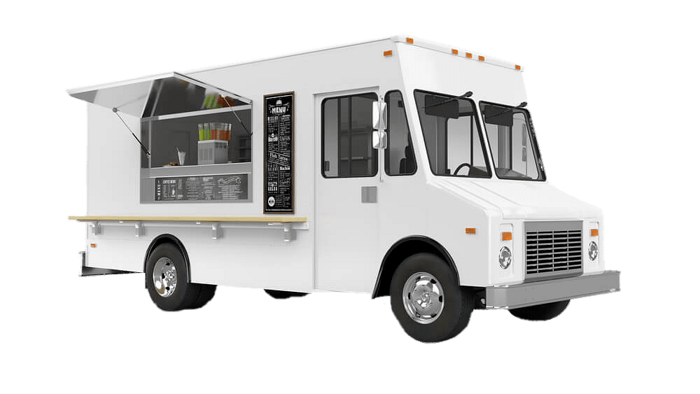 White Mobile Service Utility Truck With Equipment Body PNG Service Vehicle Graphic