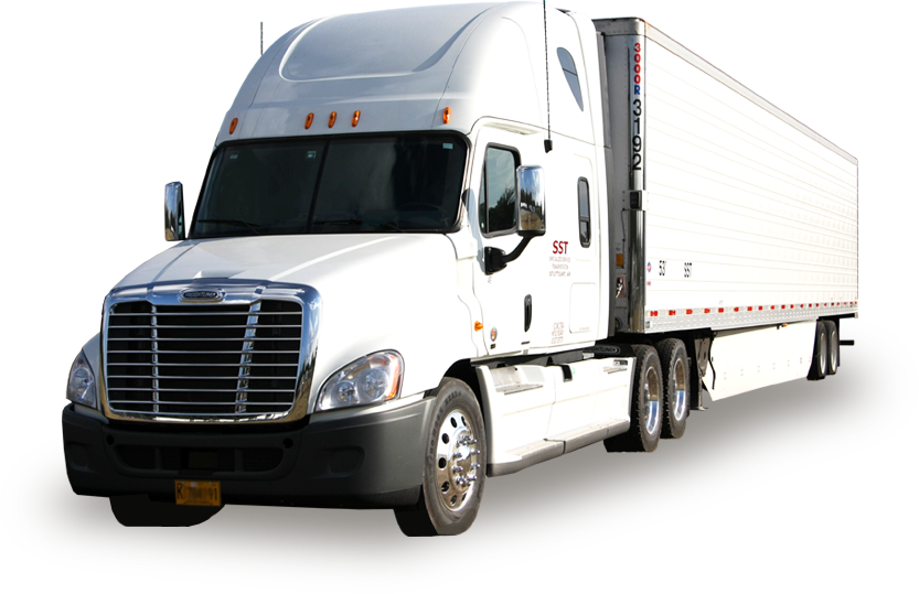 White Semi Truck With Long White Freight Trailer PNG Long Haul Truck