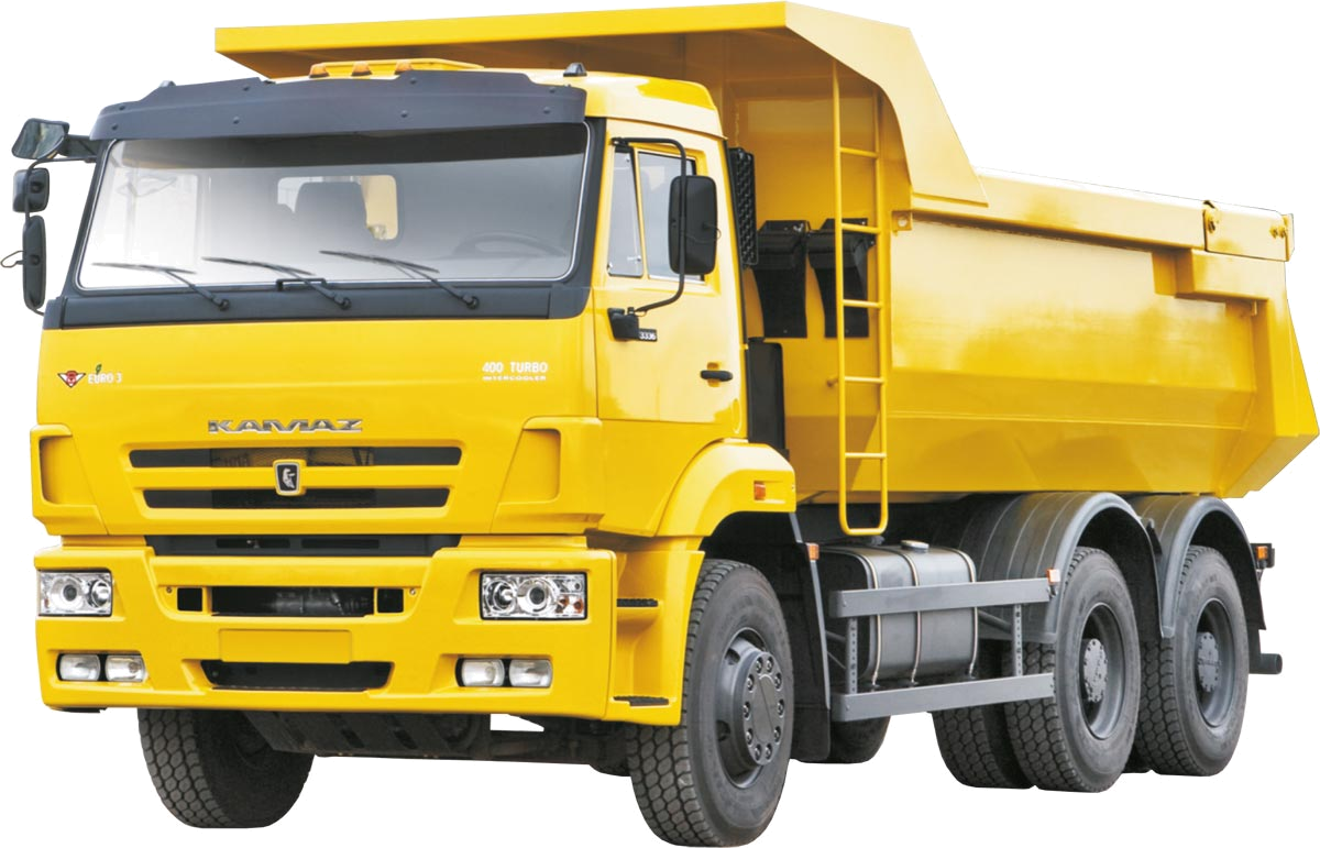 Yellow Heavy Duty Dump Truck Front View PNG Construction Truck Image