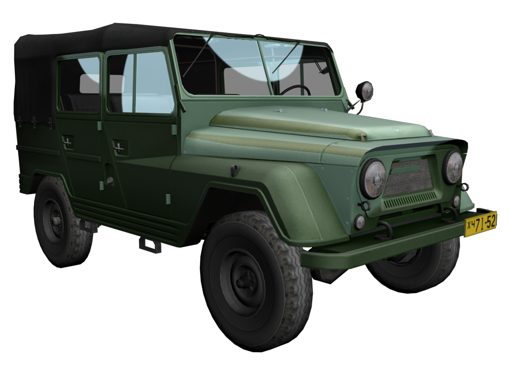 Dark Green UAZ Military Utility Jeep Military Vehicle PNG Artwork