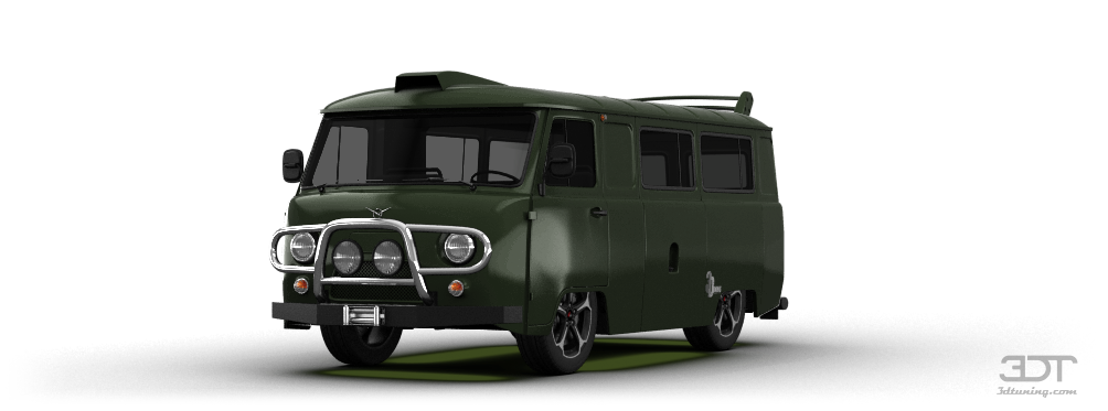 Dark Green UAZ Off Road Van With Bull Bar PNG Utility Vehicle Clipart