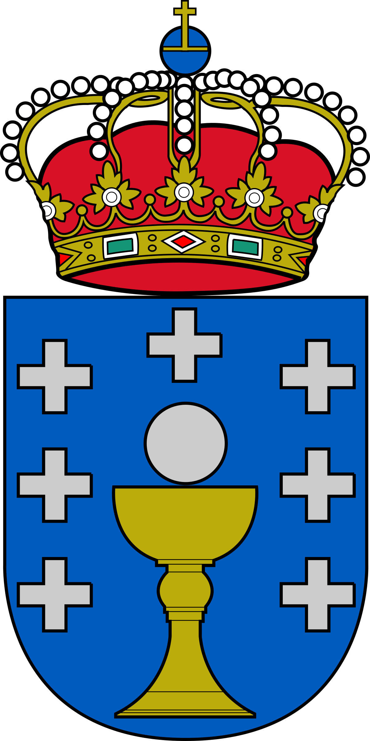 Blue Gold Regional Coat Of Arms With Crown PNG Heraldic Crest Illustration