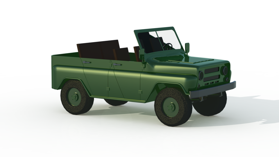 Green UAZ Pickup Truck With Open Cargo Bed Utility Pickup PNG Image