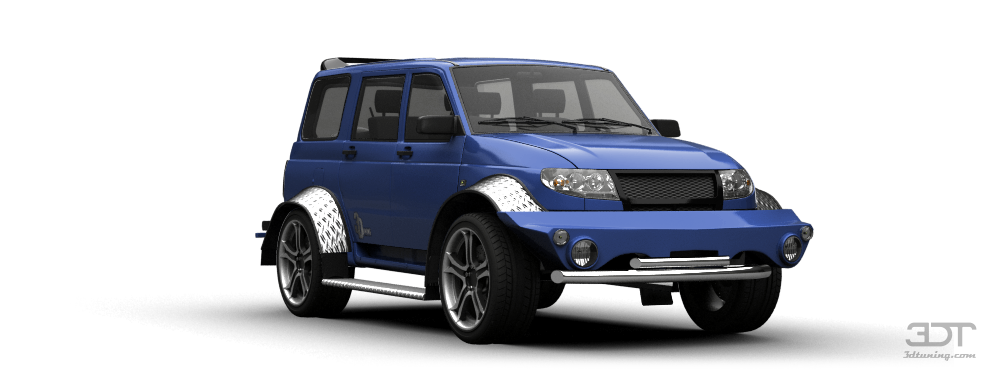 Blue UAZ Patriot SUV Side View PNG Four Wheel Drive Vehicle