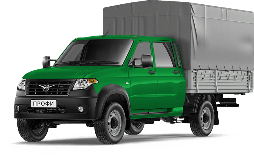 Green UAZ Pickup With Covered Cargo Trailer PNG Work Truck Illustration