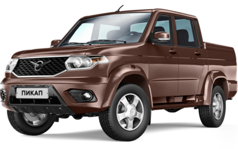 Brown UAZ Pickup Truck With Extended Cab Pickup PNG Automotive Image