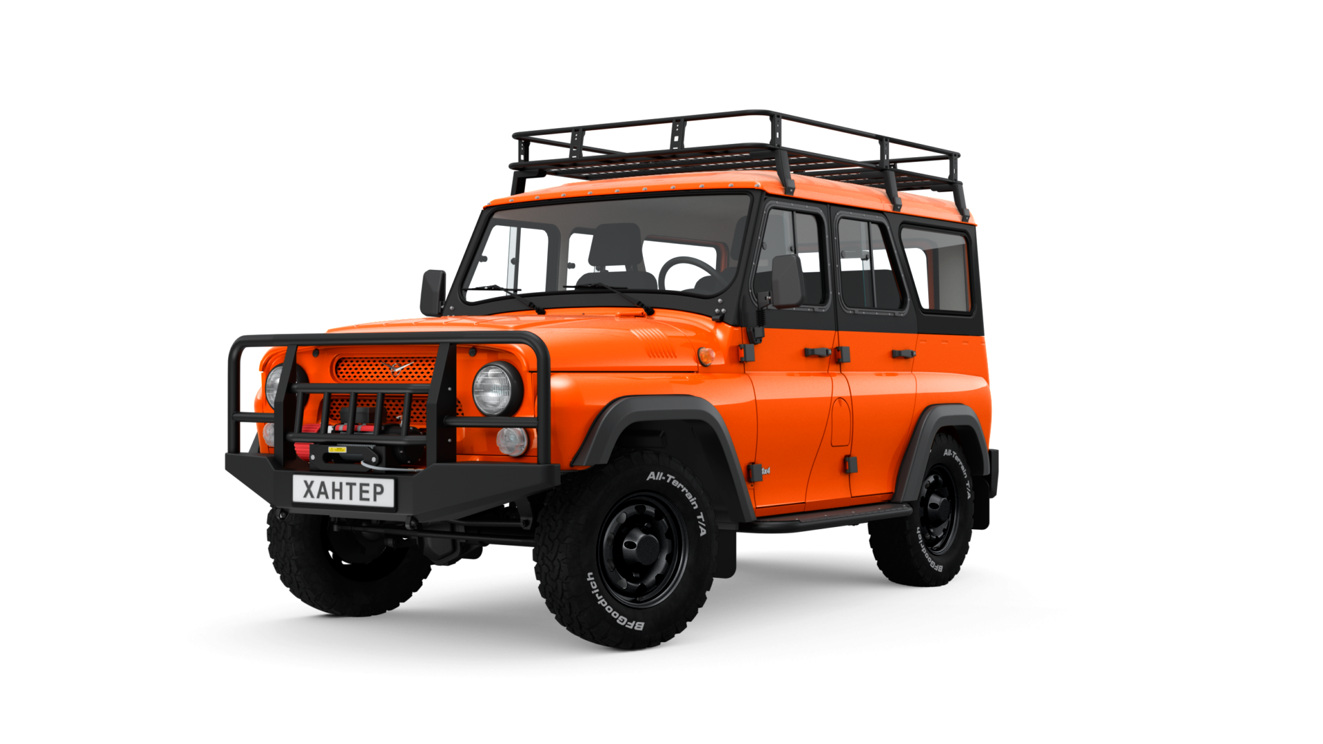 Orange UAZ Off Road SUV With Roof Rack Transparent PNG 4x4 Vehicle
