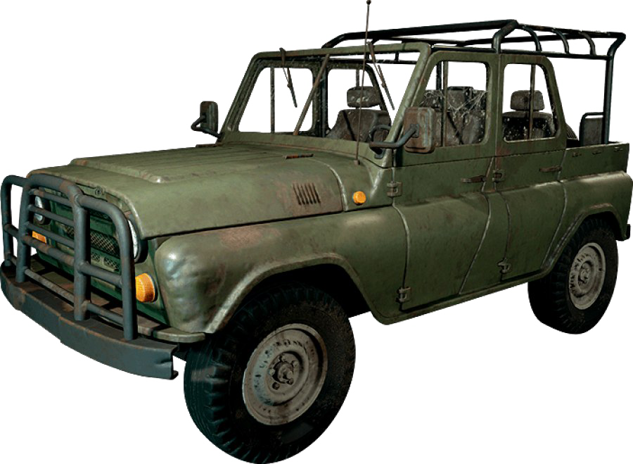 Olive Green Open Top UAZ Military Off Road Jeep PNG Tactical Vehicle Image
