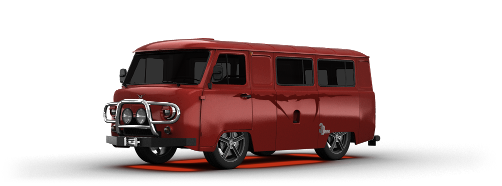 Red UAZ Bukhanka Passenger Van PNG Classic Utility Vehicle
