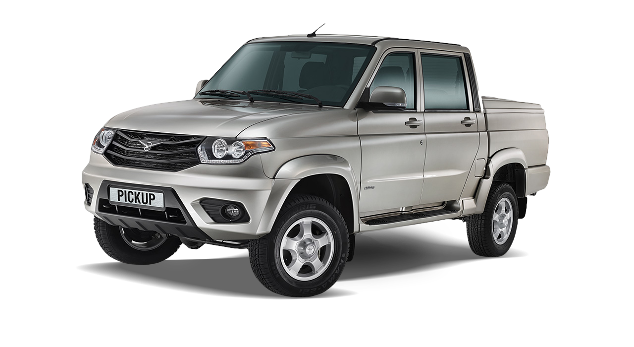 Silver UAZ Pickup Truck Front Side View Transparent PNG Pickup Graphic