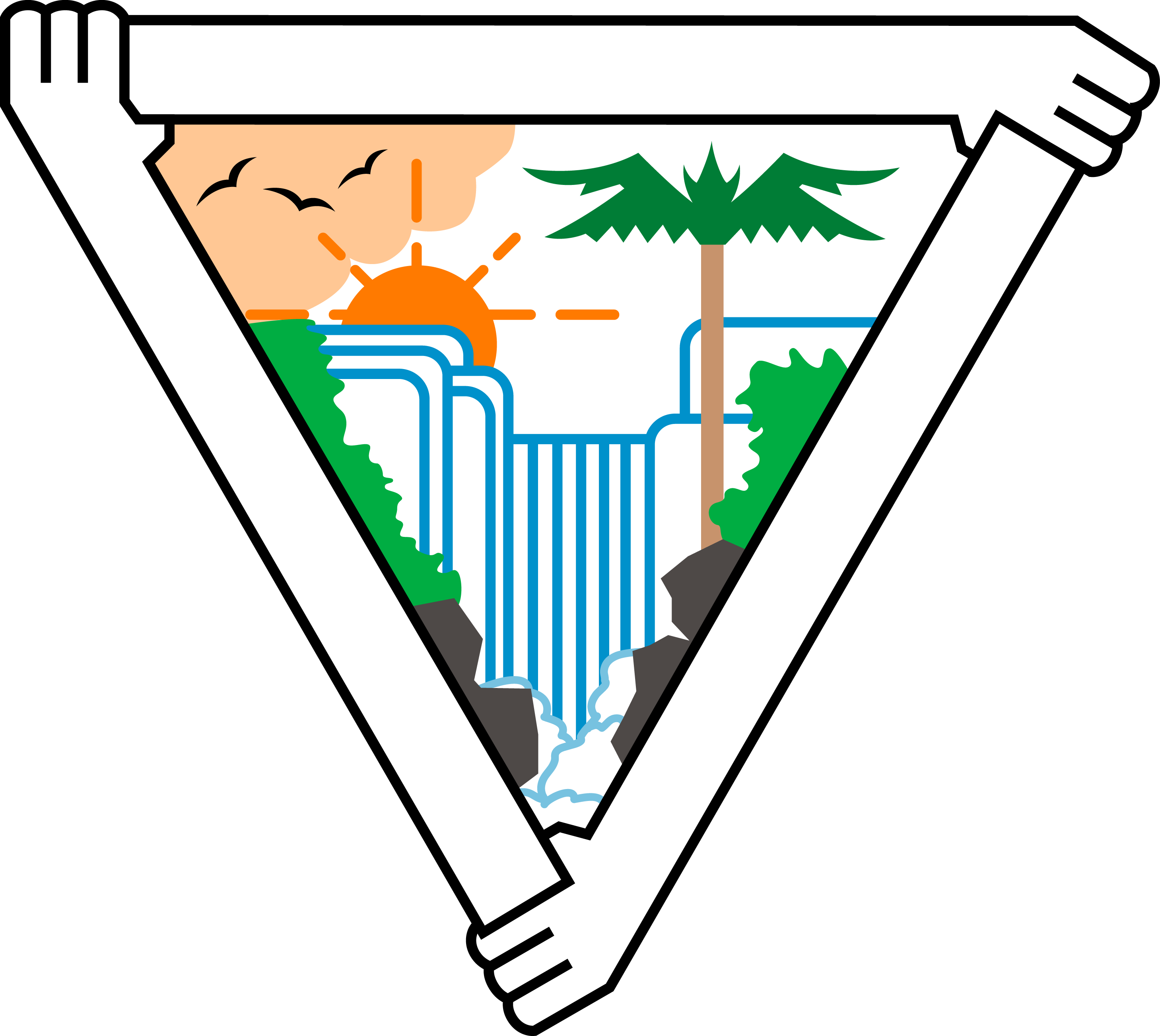 Triangular Regional Landscape Coat Of Arms Emblem PNG Heraldic Logo Graphic